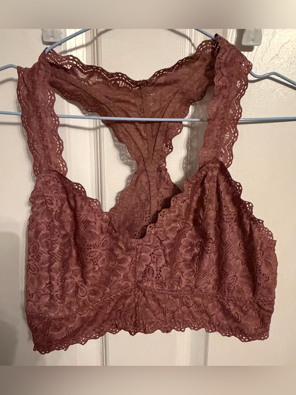 Felina Lace Racerback Bralette in Mauve, size XL